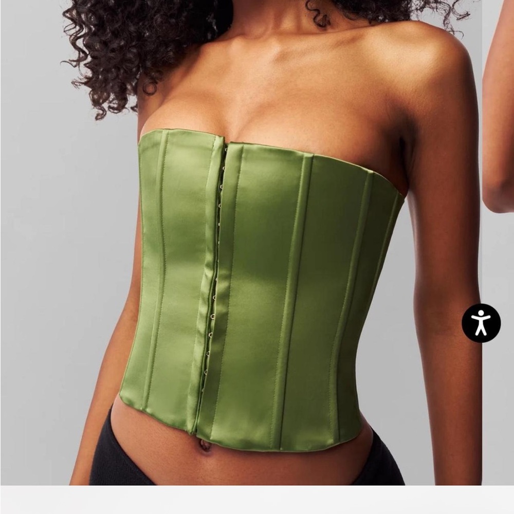 Guizio Green Satin Corset